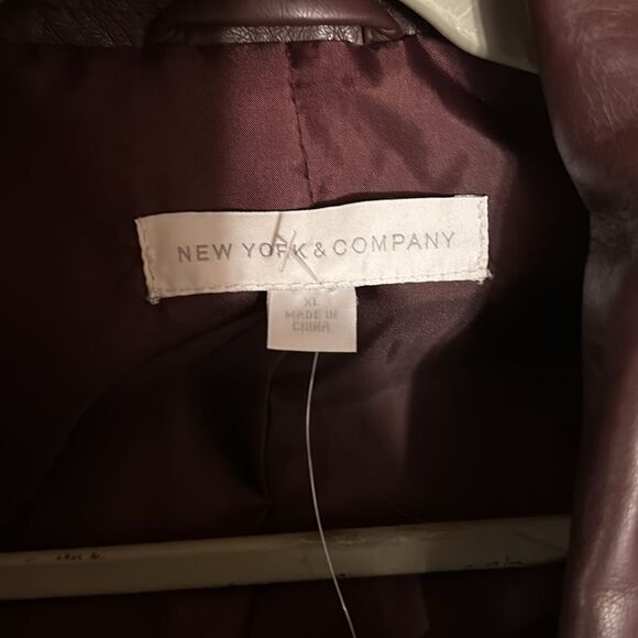 NWT New York & Company PU Leather Jacket Brown - Picture 4 of 7